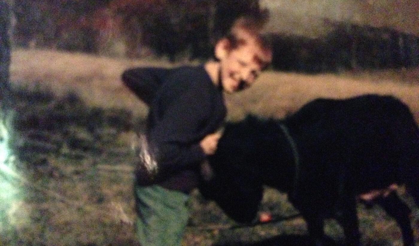 Me, as a child, wrestling a goat.