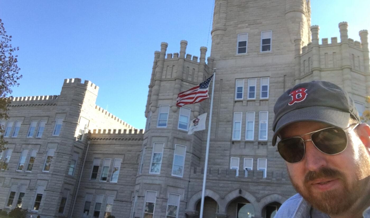 Me posing like an idiot in front of Old Main at Eastern Illinois University.