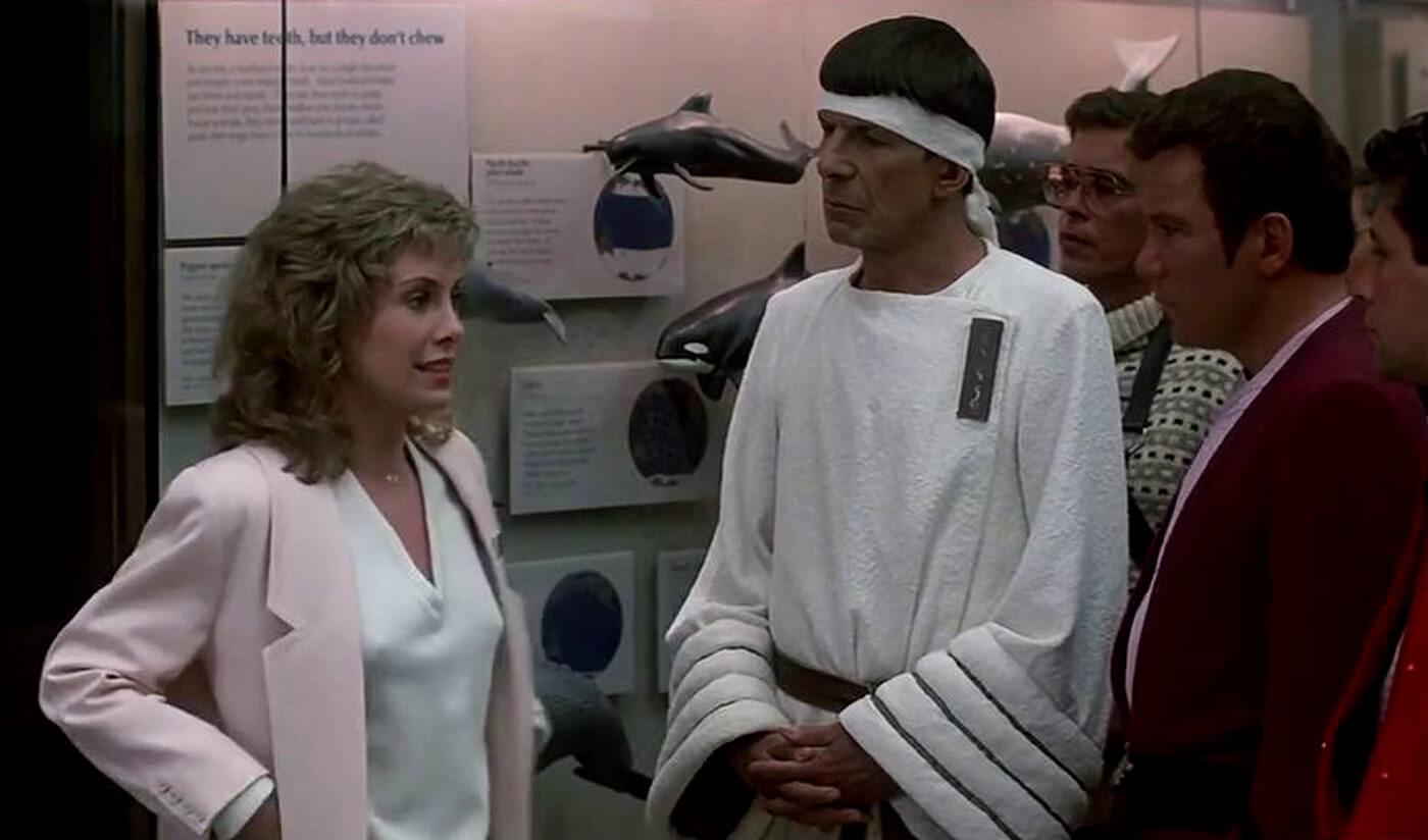 Gillian Taylor talks to Spock and Capt. Kirk